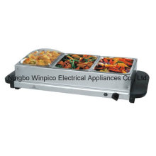 3 Plate Stainless-Steel Buffer Serving and Warming Tray